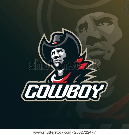 Cowboy mascot logo design vector with modern illustration concept style for badge, emblem and t shirt printing. Cowboy head illustration.