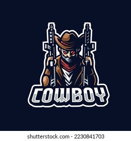 Cowboy mascot logo template vector