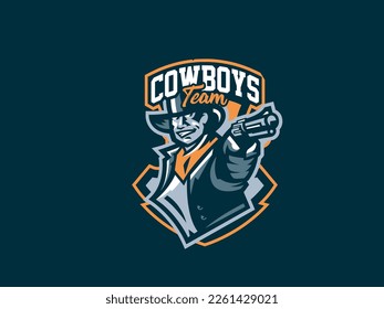 cowboy mascot vector game logo