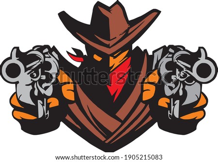 cowboy with mask in vector art style