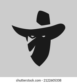 Un retrato de Cowboy enmascarado con un fondo gris. Elemento de diseño