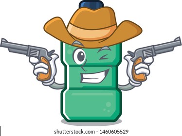 Cowboy mouthwash with in the isolated cartoon