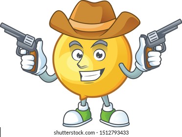Cowboy mundu fruit mascot on white background.