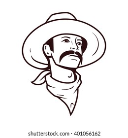 Cowboy Mustache Mascot