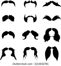 Cowboy Mustache Silhouette, Mustaches Icons Set