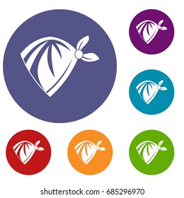 Cowboy neckerchief icons set