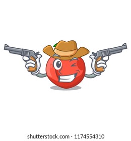 Cowboy nectarine with leaf isolated on cartoon