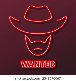 cowboy neon sign, modern glowing banner design, colorful modern design trends on black background. Vector illustration.