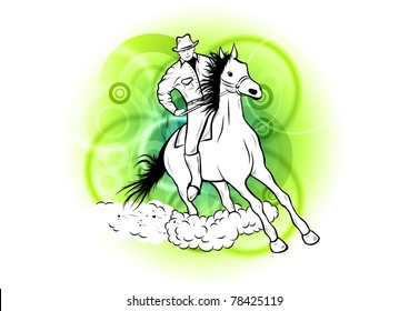 cowboy on the abstract green