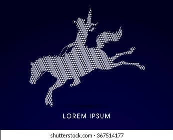 Cowboy on bucking horse jumping, design using line geometric pattern graphic vector.