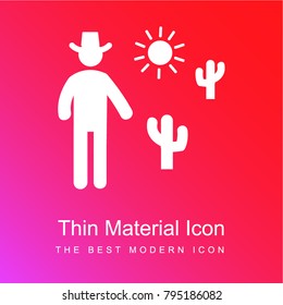 Cowboy on desert red and pink gradient material white icon minimal design