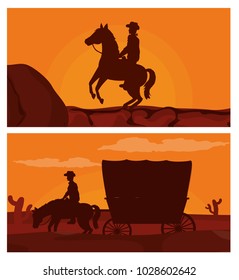 Cowboy on horse silhouette