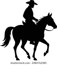 Cowboy on Horse silhouette illustration design art