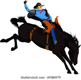 Cowboy On Horse Silhouettes On White Stock Vector (Royalty Free) 69384979