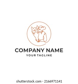 Cowboy One Line Art Logo Design