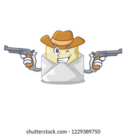 Cowboy opened and closed envelopes shaped cartoon