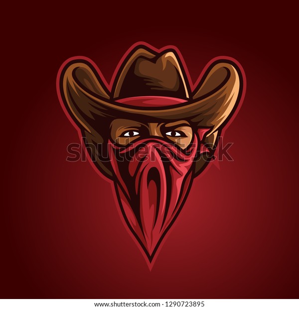 Cowboy Outlaw Head Modern Sport Stock Vector (Royalty Free) 1290723895