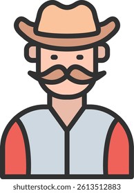 Cowboy Outline Filled Style Icon