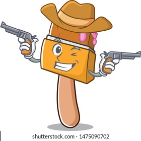 Cowboy paint brush in place mascot toolbox
