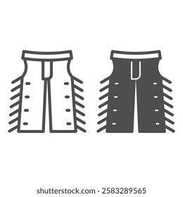 Cowboy pants line and solid icon, west desert clothes concept. Vector graphics. American jeans sign on white background, outline style icon for mobile or web design