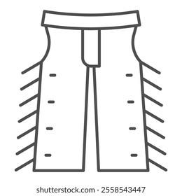 Cowboy pants thin line icon, west desert clothes concept. Vector graphics. American jeans sign on white background, outline style icon for mobile or web design