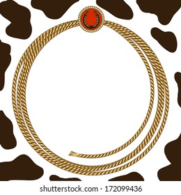 Cowboy Party Card Background With Rope Frame.Vector Illustration For Design