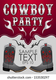 Cowboy party poster vector - invitation - eps 10