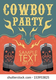 Cowboy party poster vector - invitation - eps 10