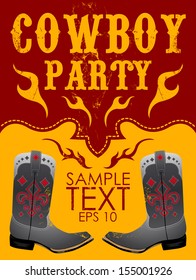 Cowboy party poster vector - invitation - eps 10