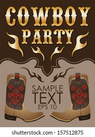 Cowboy party poster vector - invitation - eps 10