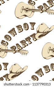 Cowboy party. Seamless pattern. Vector illustration
