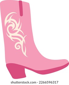 Cowboy pink boots on the white isolated background. Cowgirl boots on the white isolated background. 