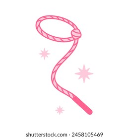 Cowboy Pink core lariat, lasso. Cowboy western and wild west theme concept. Hand drawn vector rope illustration. Doodle icon of knout