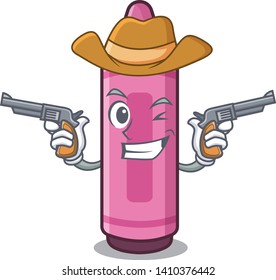 Cowboy pink crayon isolated in the mascot