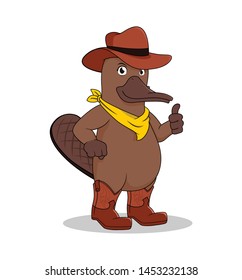 cowboy platypus illustration, mascot platypus