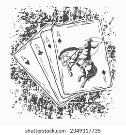 Cowboy Playing Cards Western Cowboy T-Shirt Design