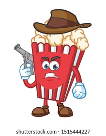 cowboy popcorn mascot character vector design