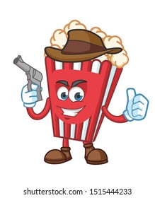 cowboy popcorn mascot character vector design