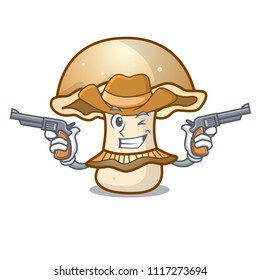 Cowboy portobello mushroom character cartoon
