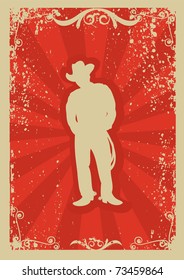 Cowboy poster.Vector graphic image  with grunge background