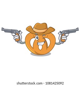 Cowboy pretzel character cartoon style