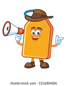 cowboy prize tag shopping cartoon character mascot vector design