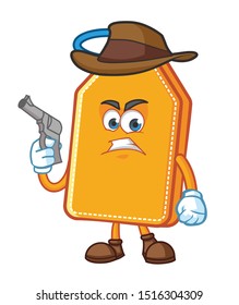 cowboy prize tag shopping cartoon character mascot vector design