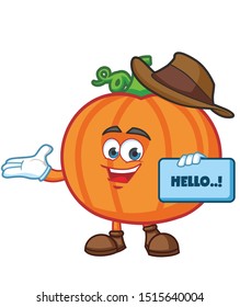 cowboy pumpkin cartoon mascot character vector