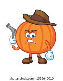cowboy pumpkin cartoon mascot character vector