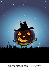 cowboy pumpkin - vector illustration