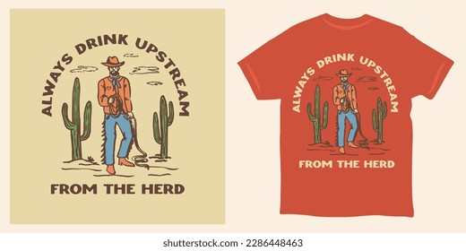 Cowboy quote with lasso vintage t-shirt