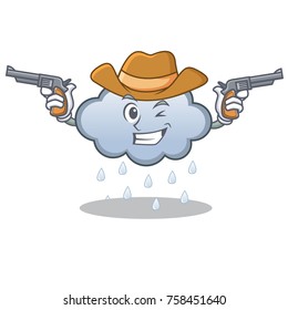 Cowboy rain cloud character cartoon