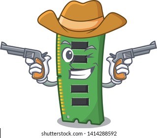 Cowboy RAM memory card isolated in cartoon
