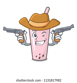 Cowboy raspberry bubble tea character cartoon